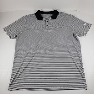 Mens XL NIKE Golf Dri Fit IMG Wht W/ Blue Stripes